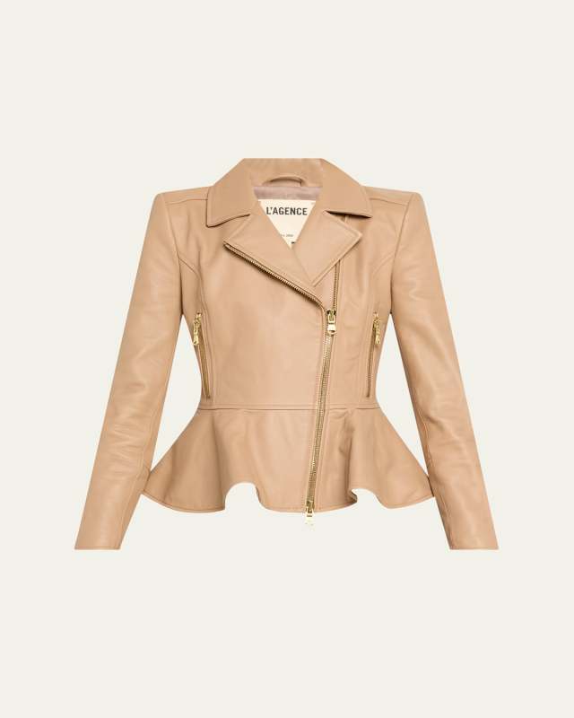Lyric Peplum Leather Biker Jacket